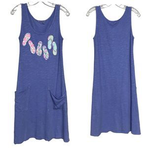 Fresh Produce Tank Sleeveless Dress Purple Flip Flops Beach Coverup Pockets